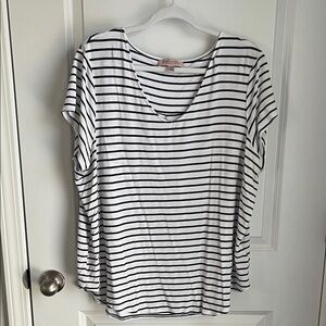 Philosophy Black and White Striped Short Sleeve Tee